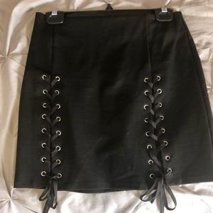 Lace up black skirt from Tobi